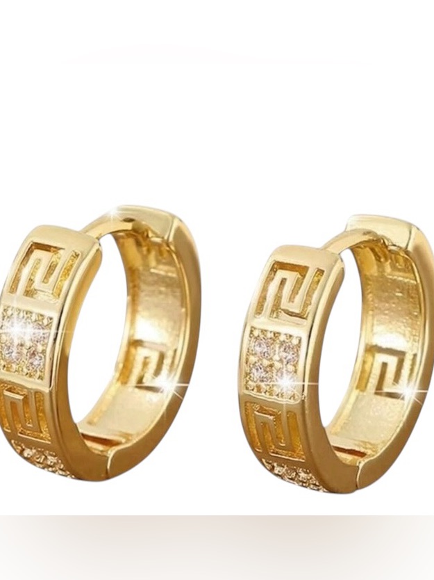 Fashion Classic Gold-Tone Micro-Inlaid Zirconia Hoop Earrings - Nwt 19$